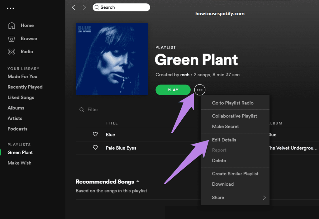 How to change spotify playlist name