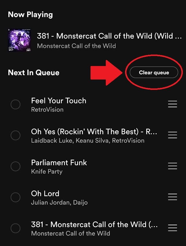 Clear Queue on Spotify Mobile App